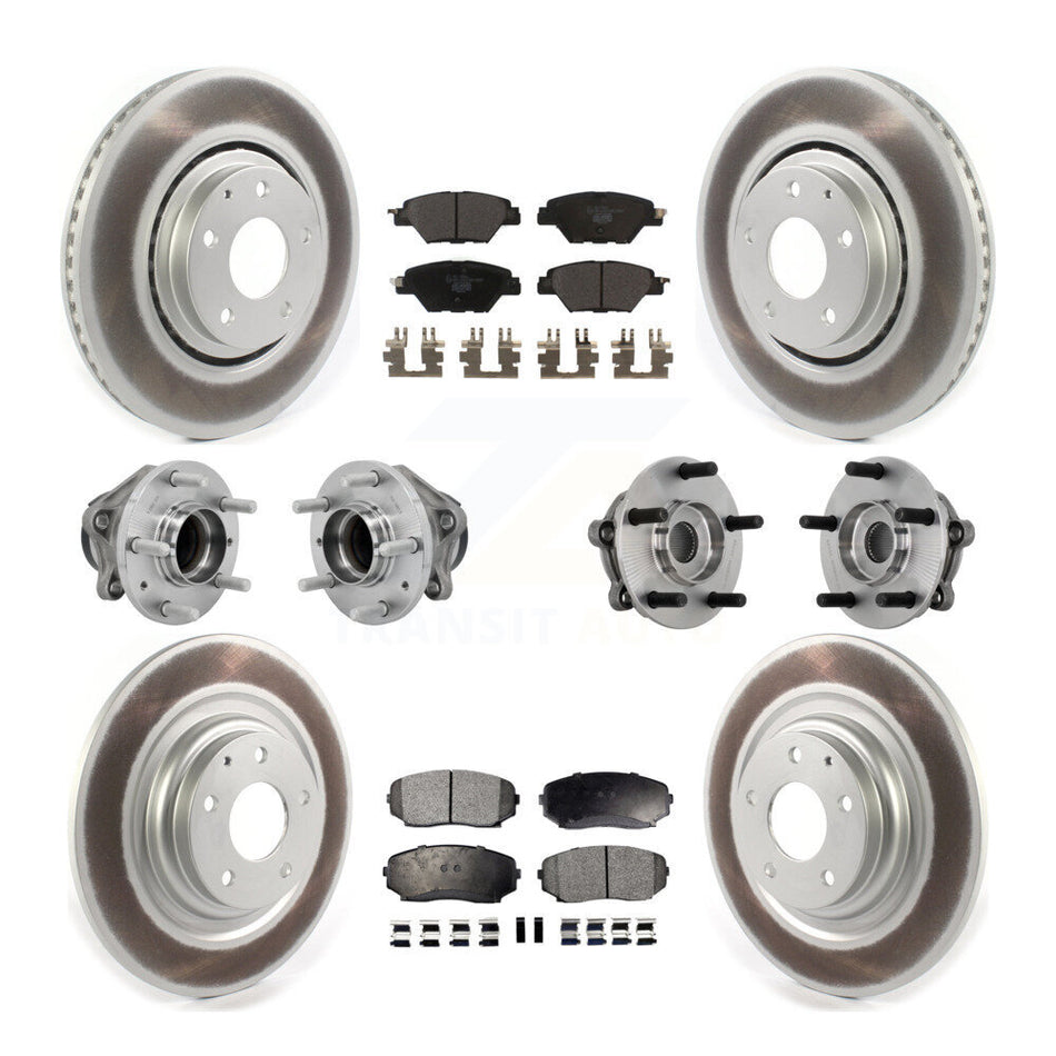 Front Rear Hub Bearing Coated Brake Rotor And Pad Kit (10Pc) For 2016-2021 Mazda CX-9 FWD KBB-132022