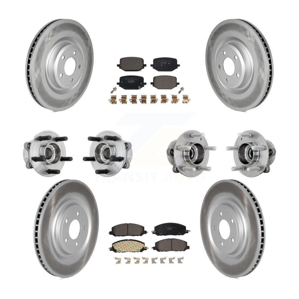 Front Rear Hub Bearing Coated Brake Rotor Pads Kit (10Pc) For Lincoln Aviator Ford Police KBB-132024