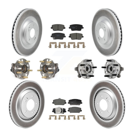 Front Rear Hub Bearing Coated Disc Brake Rotor And Pads Kit (10Pc) For Hyundai Veloster N KBB-132038