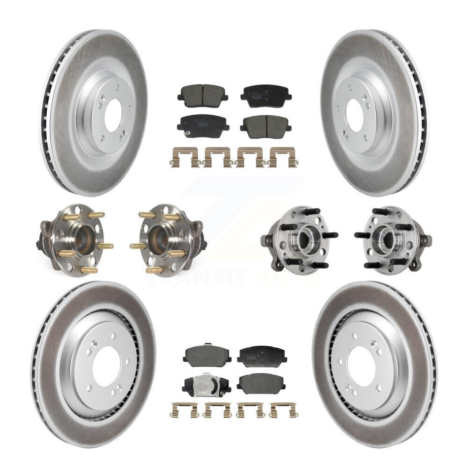 Front Rear Hub Bearing Coated Disc Brake Rotor And Pads Kit (10Pc) For Hyundai Veloster N KBB-132038