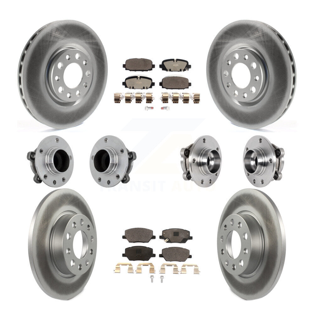 Front Rear Hub Bearings Coated Disc Brake Rotors And Pads Kit (10Pc) For Jeep Compass FWD KBB-132040