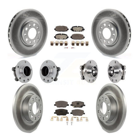 Front Rear Hub Bearings Coated Disc Brake Rotors And Pads Kit (10Pc) For Jeep Compass FWD KBB-132040