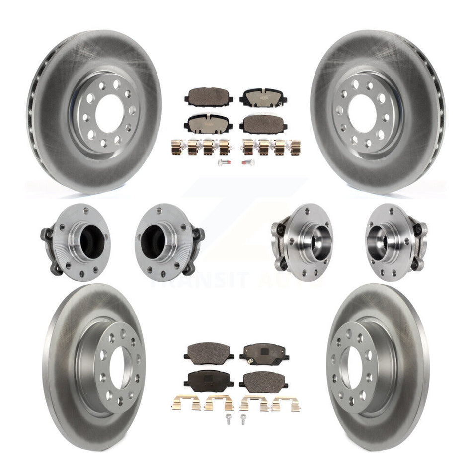 Front Rear Hub Bearings Coated Disc Brake Rotors And Pads Kit (10Pc) For Jeep Compass FWD KBB-132040