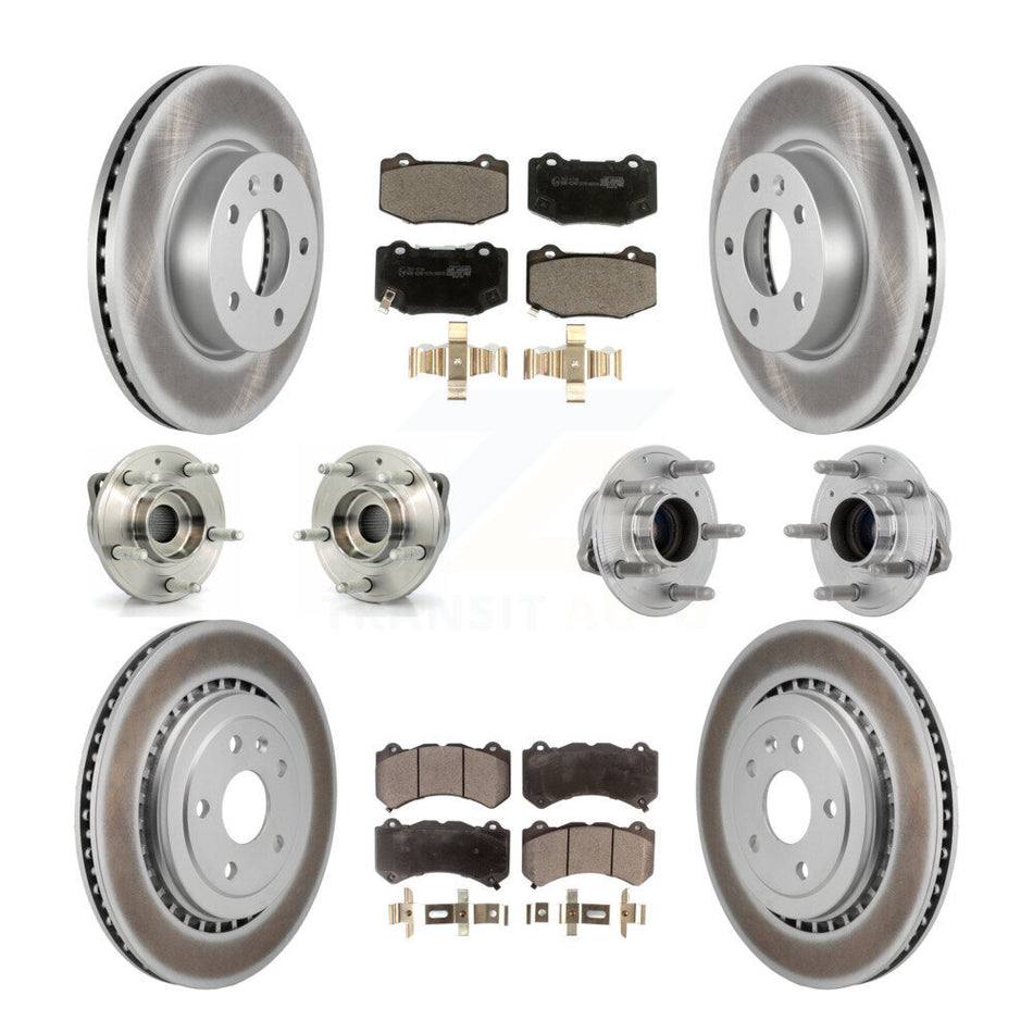 Front Rear Hub Bearing Coated Brake Rotor Pad Kit (10Pc) For 2017 Cadillac ATS V with RWD KBB-132041