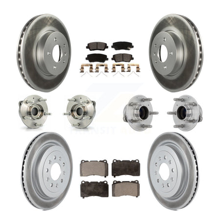 Front Rear Hub Bearings Coated Disc Brake Rotors And Pads Kit (10Pc) For Cadillac ATS KBB-132042