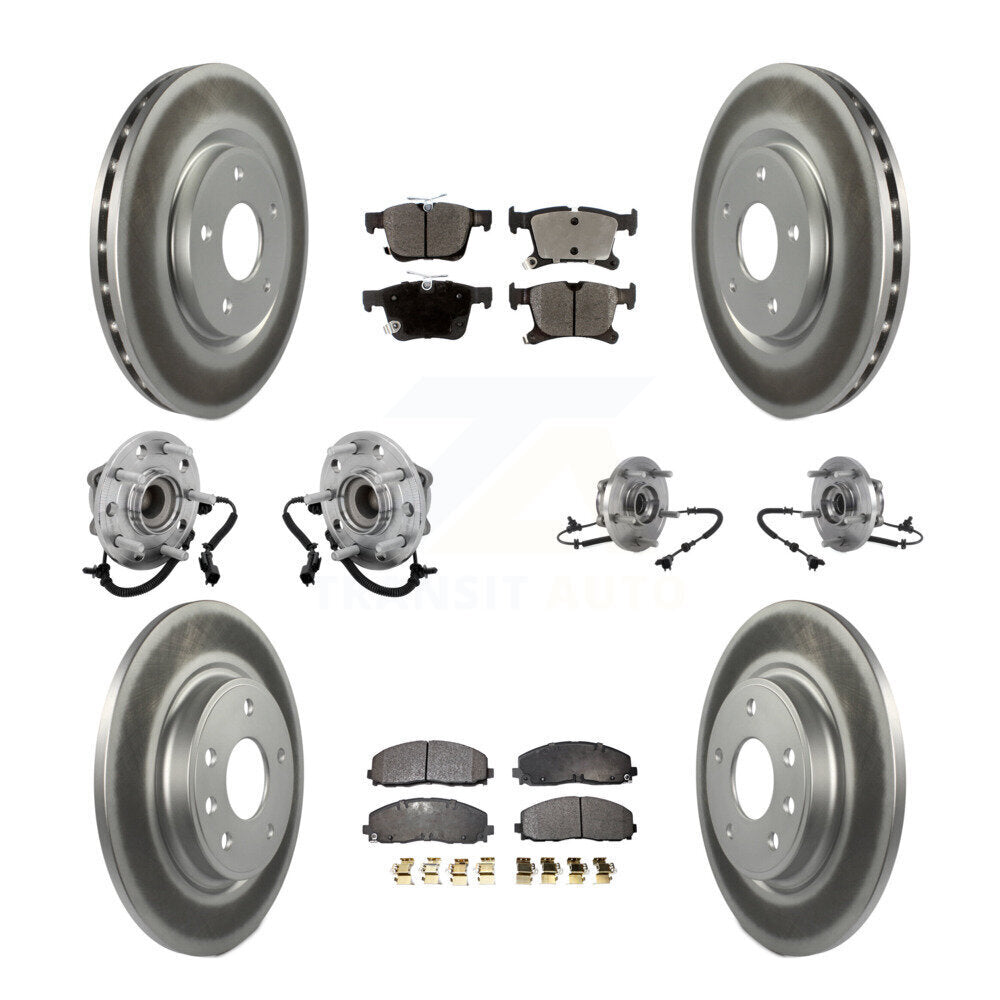 Front Rear Hub Bearing Coated Brake Rotor & Pads Kit (10Pc) For Chrysler Pacifica Voyager KBB-132044