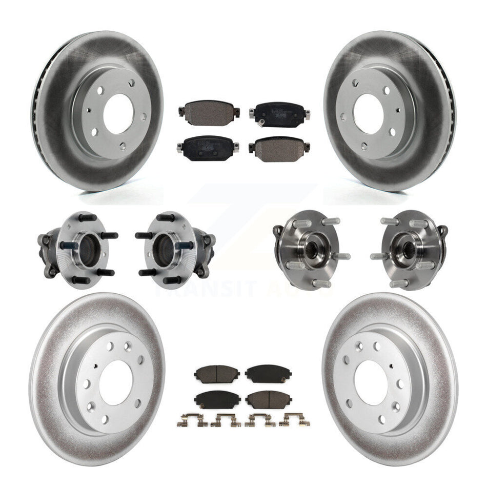 Front Rear Hub Bearing Coated Brake Rotor And Pad Kit (10Pc) For 2019-2021 Mazda CX-3 FWD KBB-132047