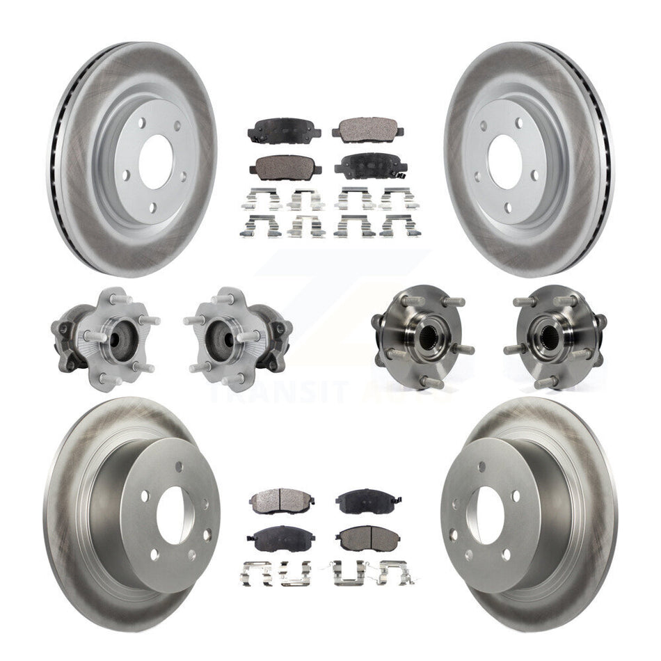 Front Rear Hub Bearing Coated Disc Brake Rotor And Ceramic Pad Kit (10Pc) For Nissan Juke KBB-132048
