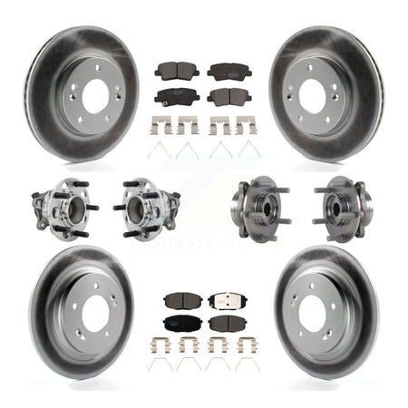 Front Rear Hub Bearing Coated Disc Brake Rotor And Pads Kit (10Pc) For Hyundai Elantra GT KBB-132054