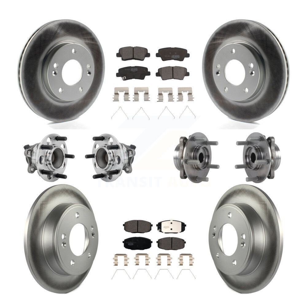Front Rear Hub Bearing Coated Brake Rotor Pad Kit (10Pc) For Kia Forte Hyundai Elantra GT KBB-132055