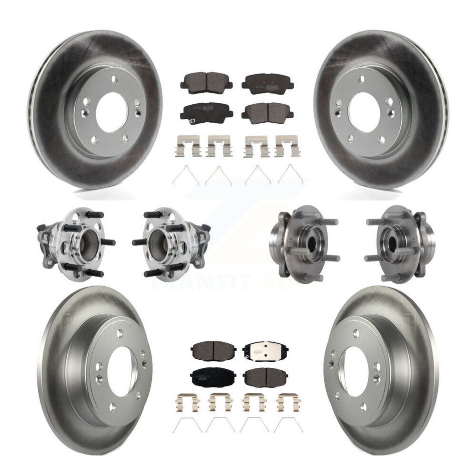 Front Rear Hub Bearing Coated Brake Rotor Pad Kit (10Pc) For Kia Forte Hyundai Elantra GT KBB-132055