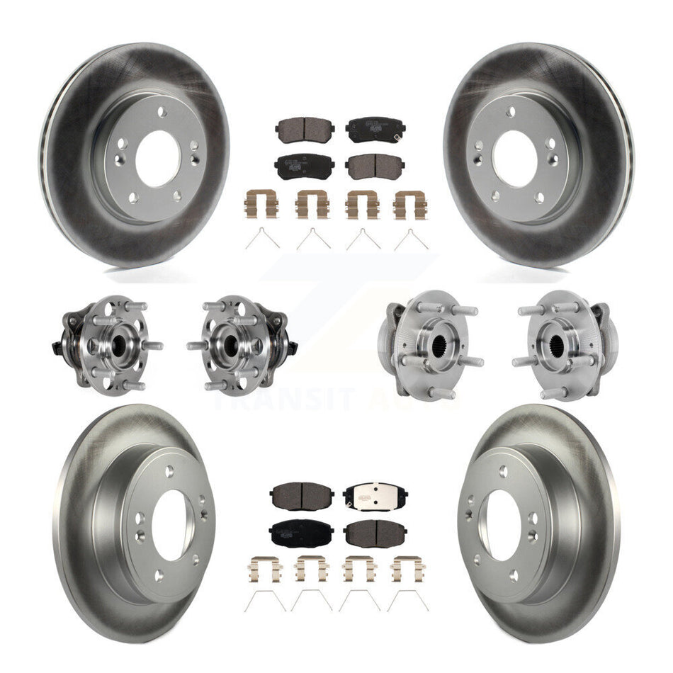 Front Rear Hub Bearings Coated Disc Brake Rotors And Pads Kit (10Pc) For Hyundai Kona KBB-132057