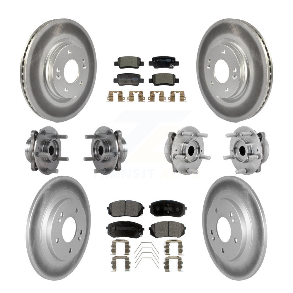 Front Rear Hub Bearing Coated Disc Brake Rotor And Ceramic Pads Kit (10Pc) For Kia Seltos KBB-132065