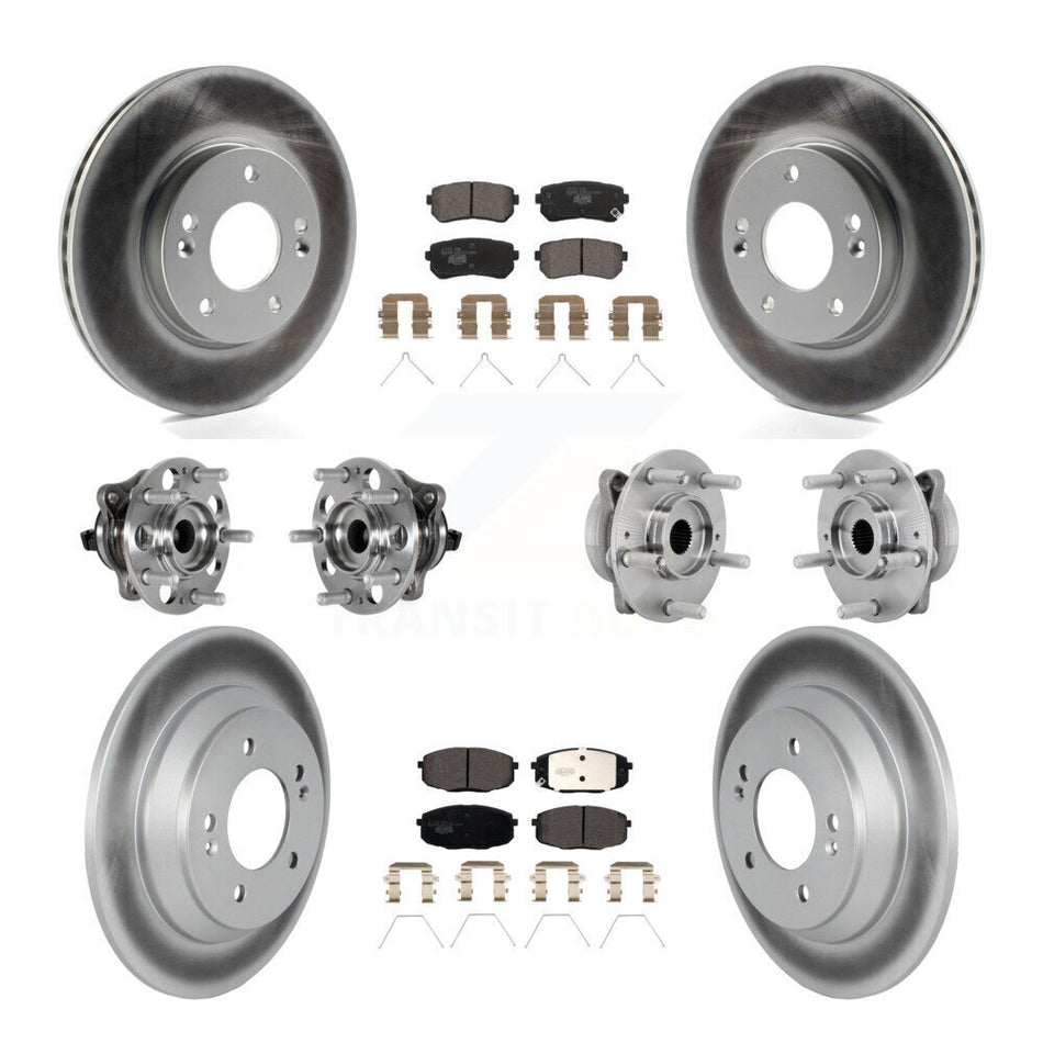 Front Rear Hub Bearing Coat Brake Rotor Pads Kit (10Pc) For 22 Hyundai Kona FWD with 1.6L KBB-132067