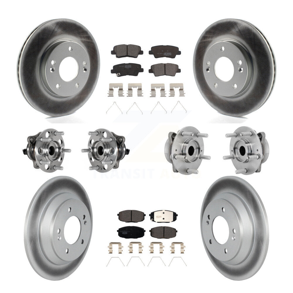 Front Rear Hub Bearing Coat Brake Rotor Pads Kit (10Pc) For 22 Hyundai Kona FWD with 1.6L KBB-132068