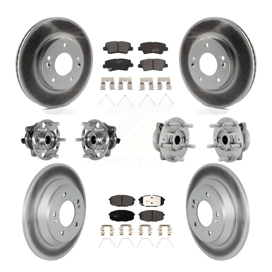 Front Rear Hub Bearing Coat Brake Rotor Pads Kit (10Pc) For 22 Hyundai Kona FWD with 1.6L KBB-132068
