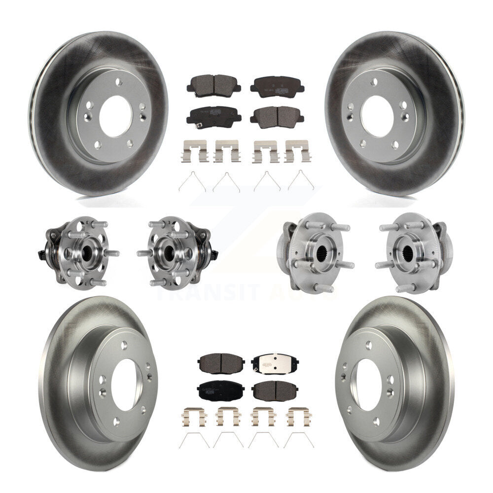 Front Rear Hub Bearing Coat Brake Rotor Pads Kit (10Pc) For 22 Hyundai Kona FWD with 2.0L KBB-132069