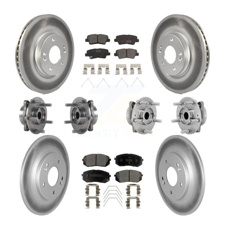 Front Rear Hub Bearing Coated Disc Brake Rotor & Pad Kit (10Pc) For 2022 Hyundai Kona AWD KBB-132070