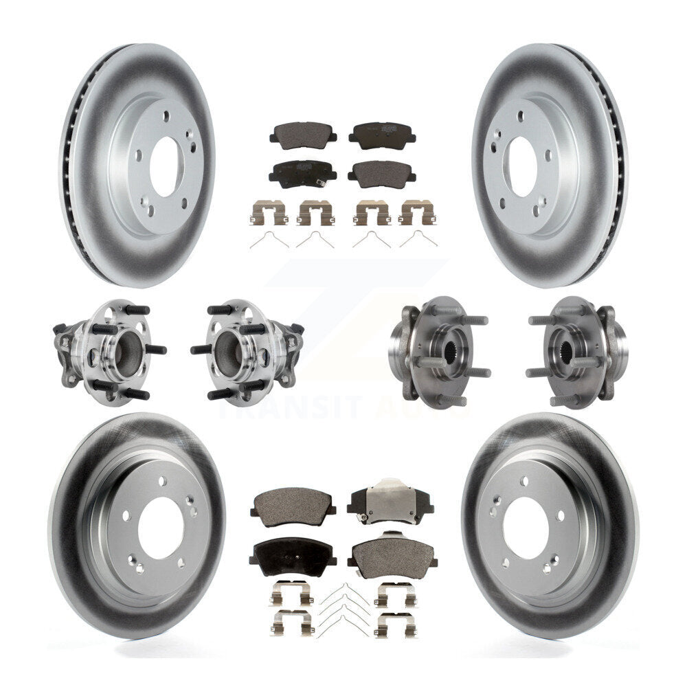 Front Rear Hub Bearings Coated Disc Brake Rotors And Pads Kit (10Pc) For Hyundai Ioniq KBB-132072