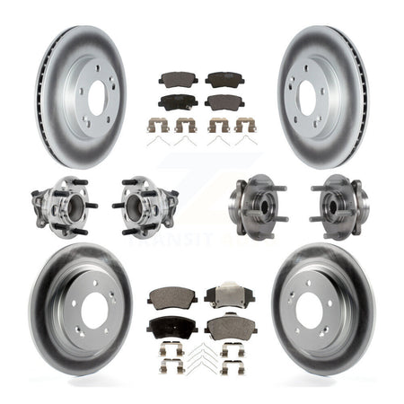 Front Rear Hub Bearings Coated Disc Brake Rotors And Pads Kit (10Pc) For Hyundai Ioniq KBB-132072