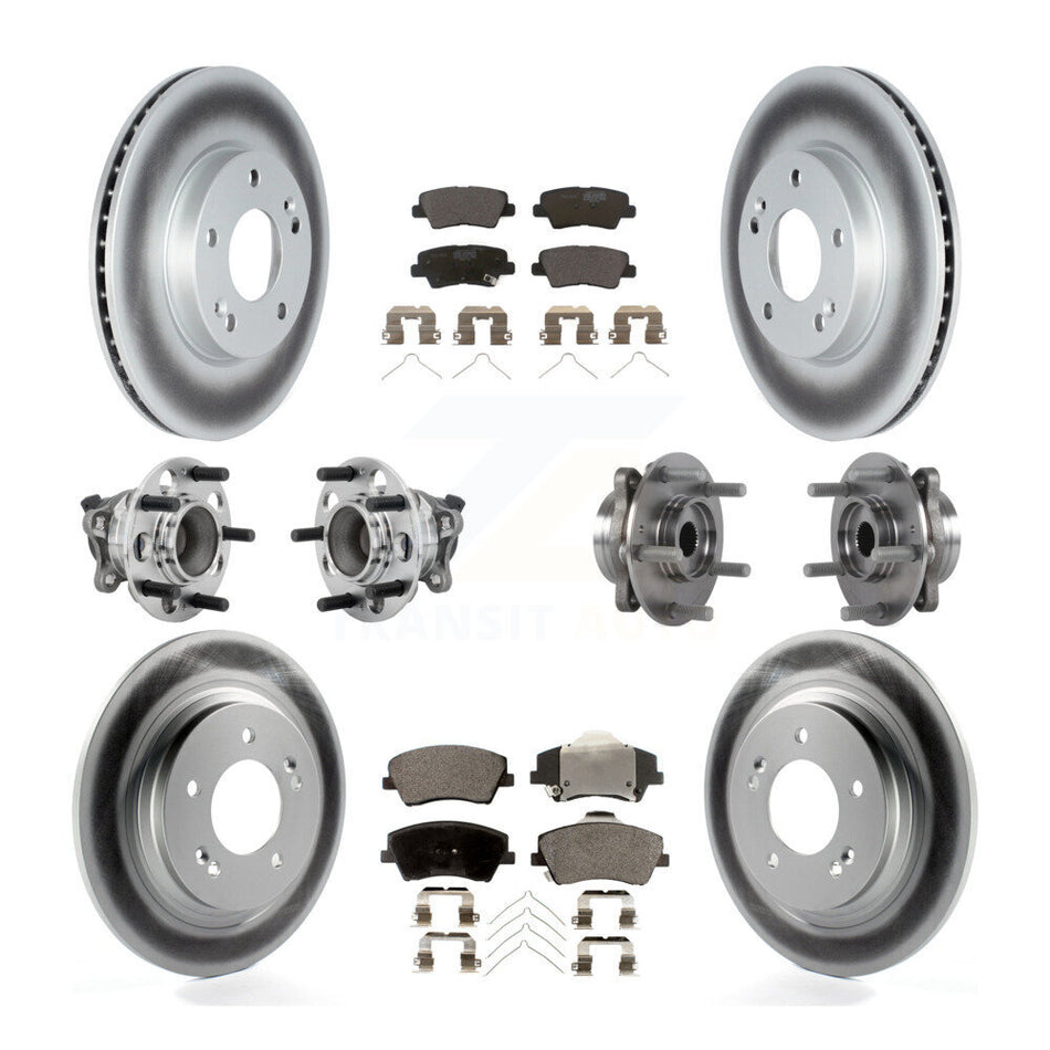 Front Rear Hub Bearings Coated Disc Brake Rotors And Pads Kit (10Pc) For Hyundai Ioniq KBB-132072