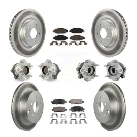 Front Rear Hub Bearing Coated Disc Brake Rotors And Pads Kit (10Pc) For Nissan Murano FWD KBB-132074