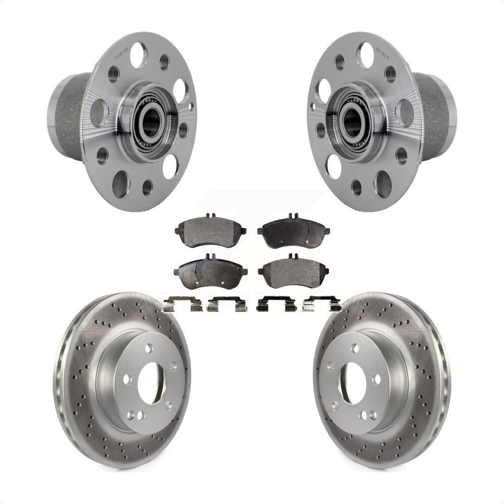 Front Hub Bearing Assembly Coated Disc Brake Rotor & Pads Kit For Mercedes-Benz C300 C250 KBB-132093