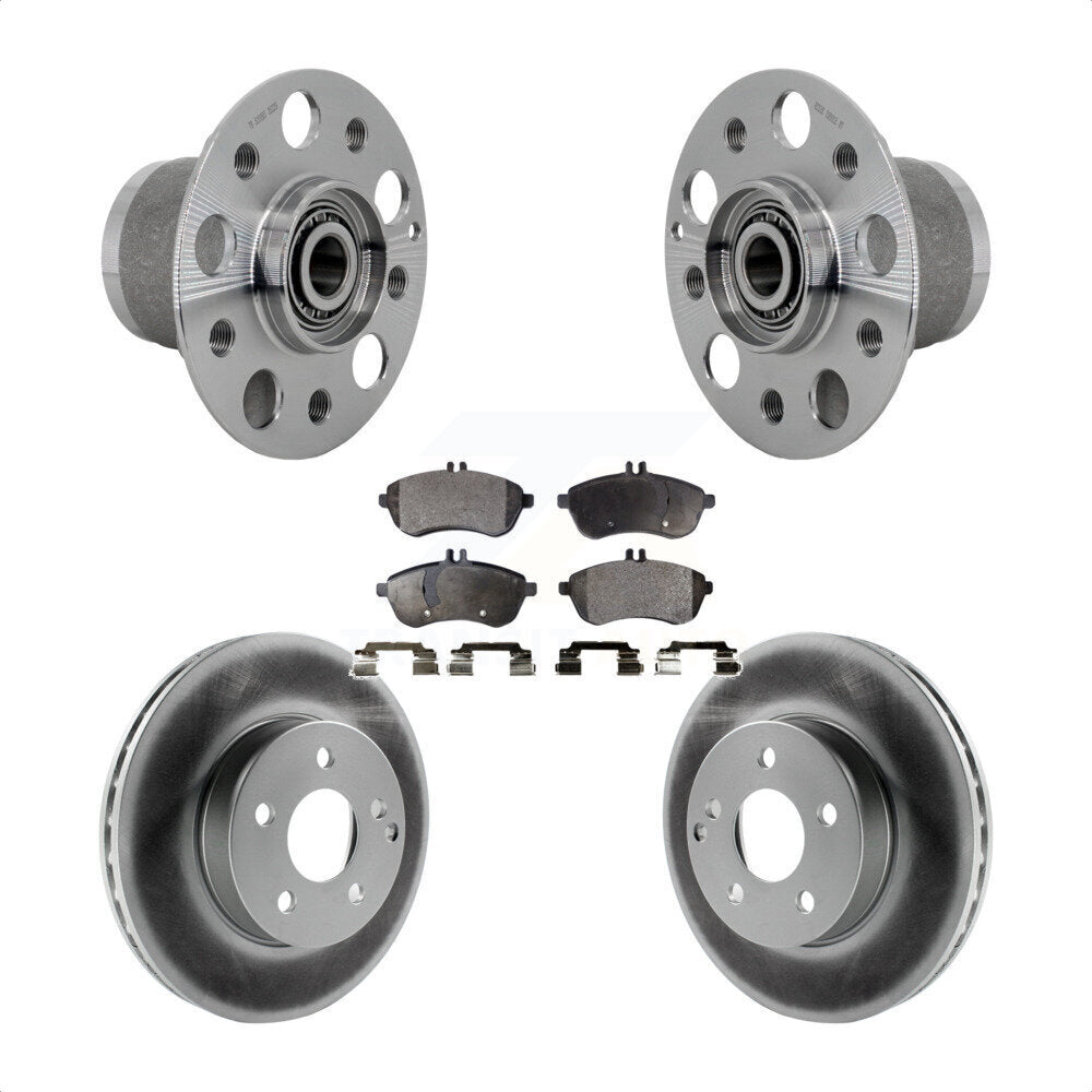 Front Hub Bearing Assembly Coated Disc Brake Rotor & Pads Kit For Mercedes-Benz C300 C250 KBB-132094
