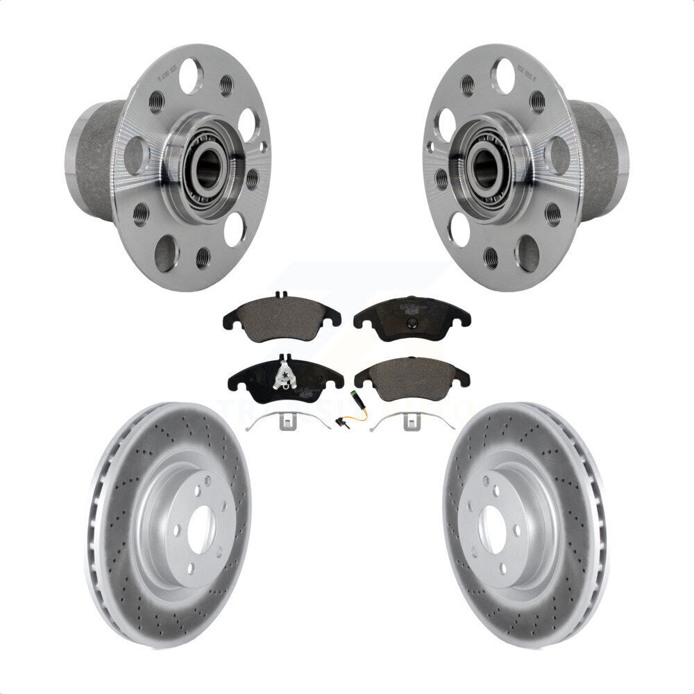 Front Hub Bearing Assembly Coated Disc Brake Rotor & Pads Kit For Mercedes-Benz C250 E550 KBB-132096