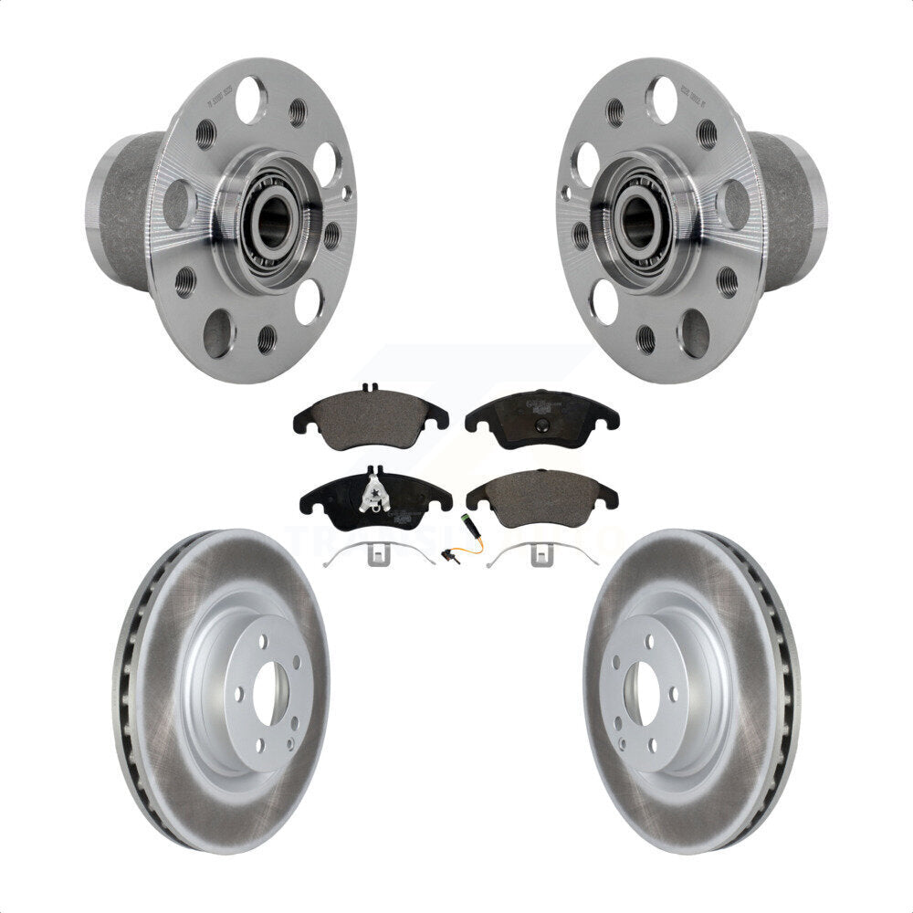 Front Hub Bearing Assembly Coated Disc Brake Rotor & Pads Kit For Mercedes-Benz C250 E550 KBB-132097
