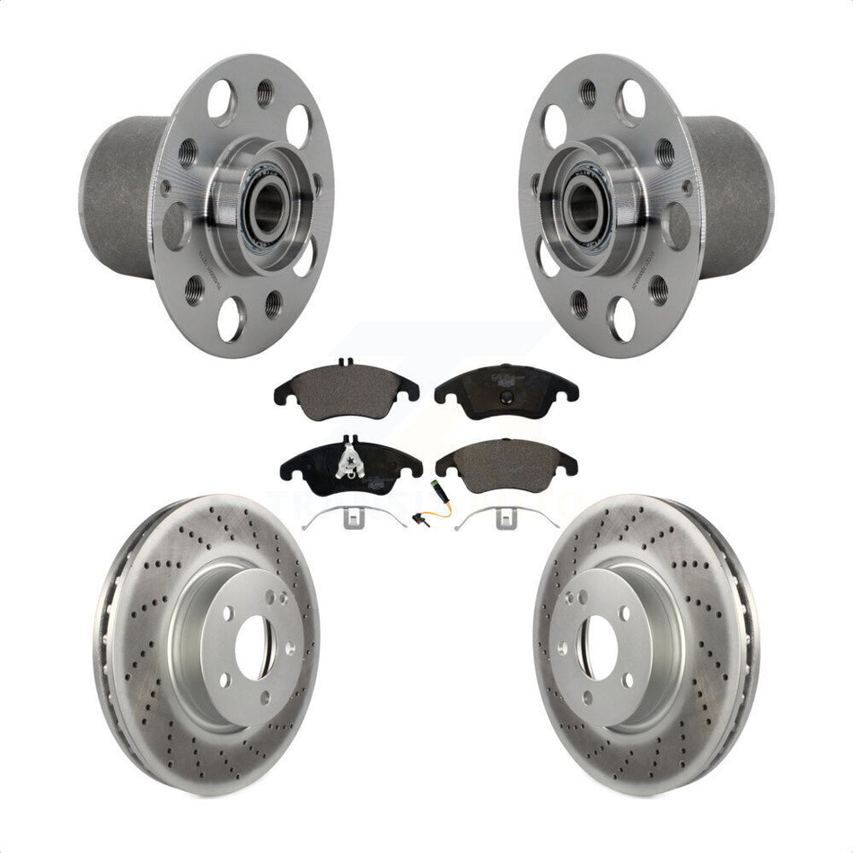 Front Hub Bearing Assembly Coated Brake Rotor & Pads Kit For Mercedes-Benz E350 E400 E250 KBB-132101