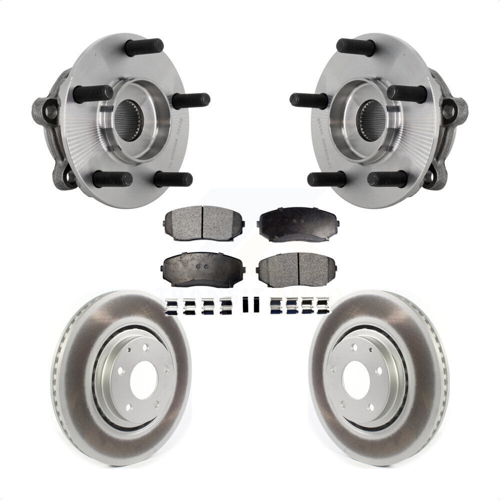 Front Hub Bearing Assembly Coated Disc Brake Rotors And Pads Kit For 2016-2023 Mazda CX-9 KBB-132102