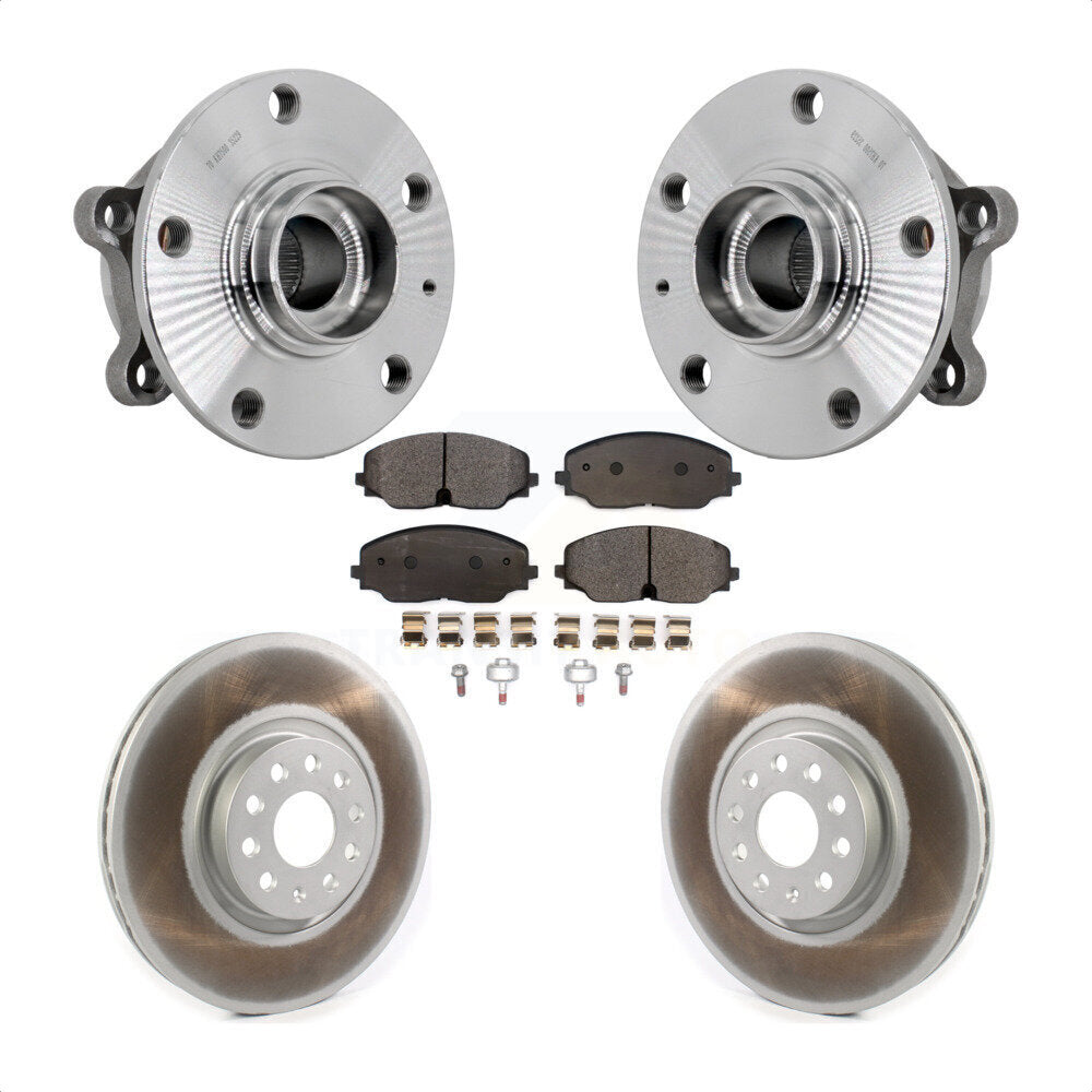 Front Hub Bearing Assembly Coated Brake Rotor & Pads Kit For Volkswagen Atlas Cross Sport KBB-132110