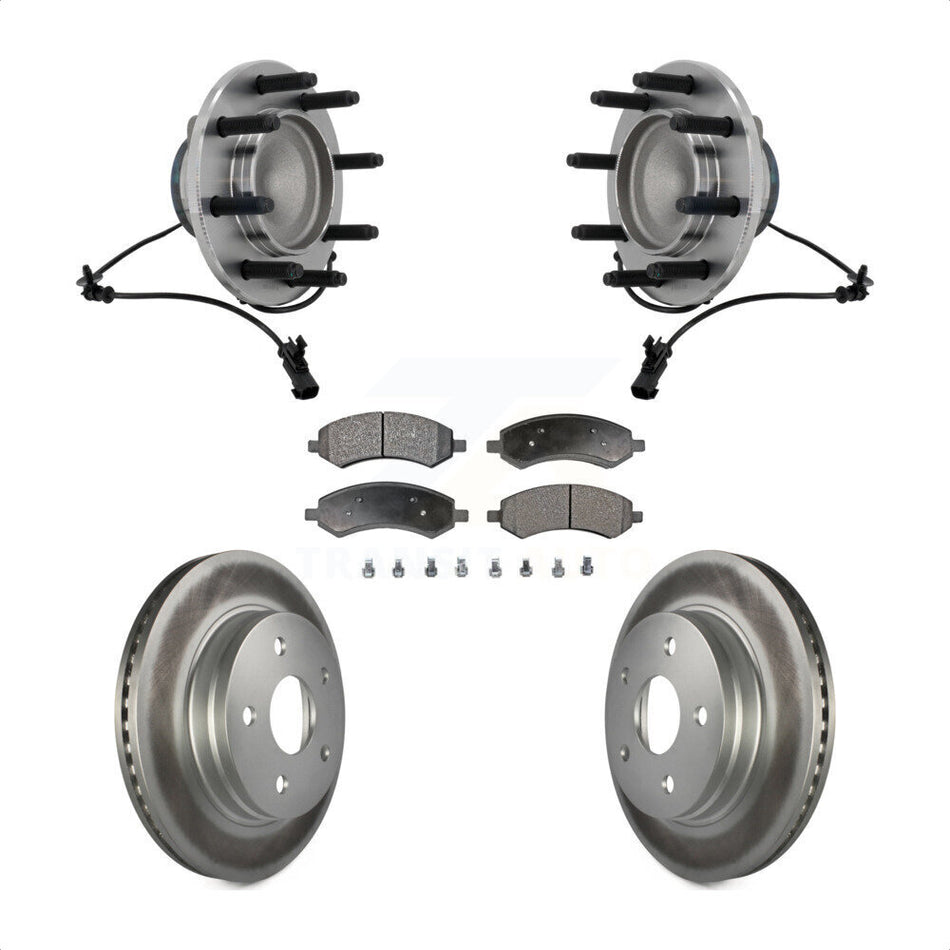 Front Hub Bearing Coat Brake Rotor Pad Kit For 2007-2008 Dodge Ram 1500 With 8 Lug Wheels KBB-132117
