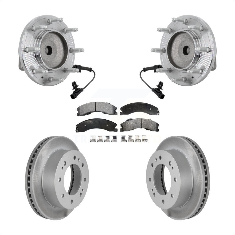 Front Hub Bearing Coat Brake Rotor Pad Kit For GMC Chevrolet Sierra 2500 HD Silverado RWD KBB-132124