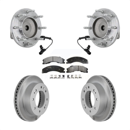 Front Hub Bearing Coat Brake Rotor Pad Kit For GMC Chevrolet Sierra 2500 HD Silverado RWD KBB-132124