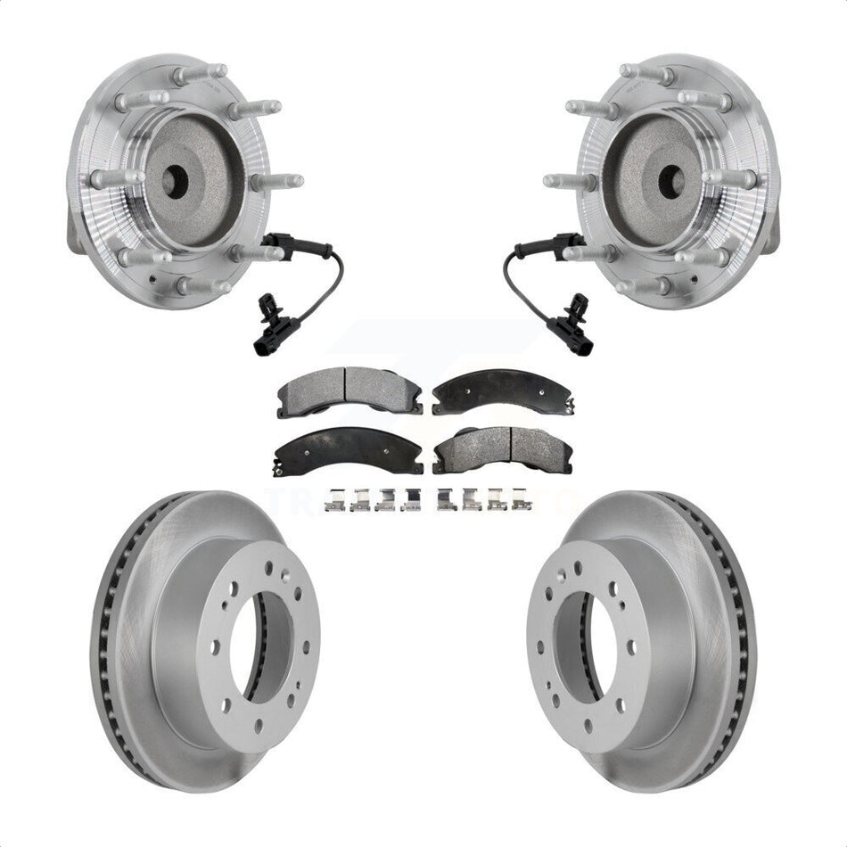 Front Hub Bearing Coat Brake Rotor Pad Kit For GMC Chevrolet Sierra 2500 HD Silverado RWD KBB-132124