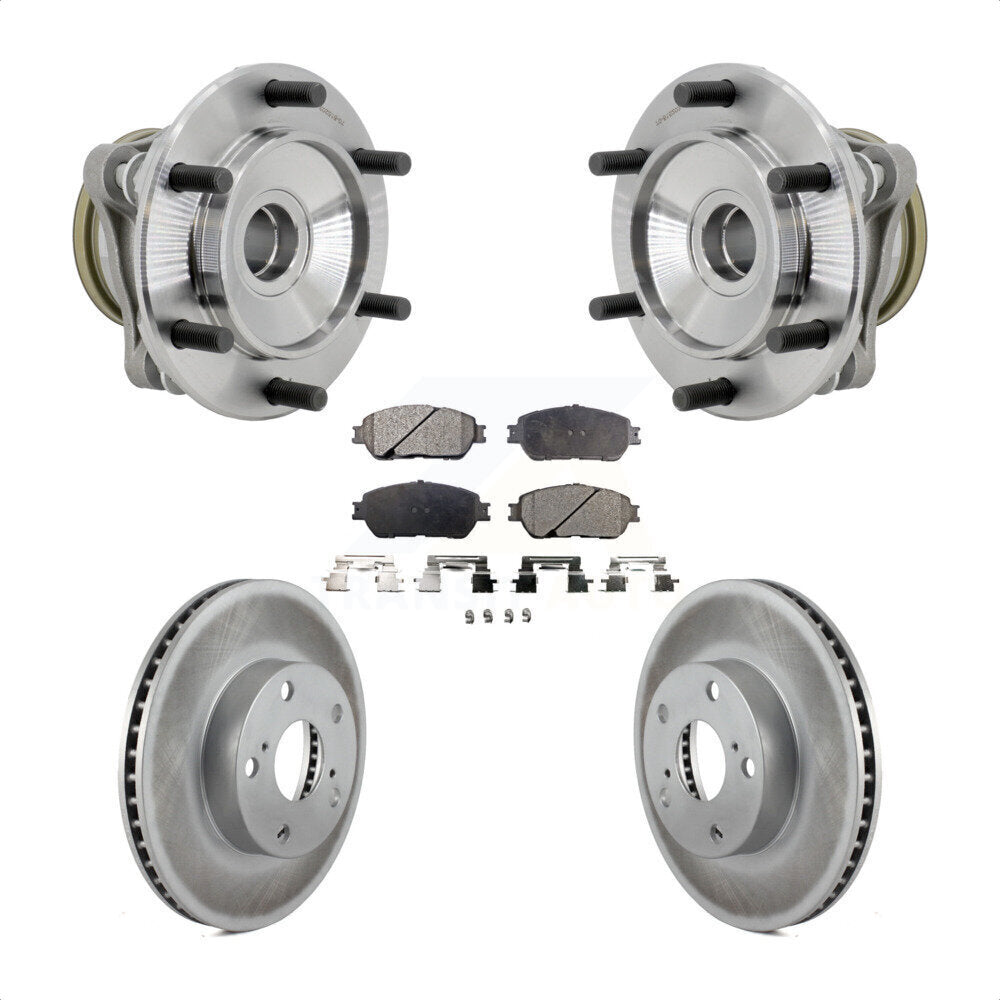 Front Hub Bearing Coat Brake Rotor Pads Kit For 2005-2015 Toyota Tacoma With 5 Lug Wheels KBB-132131