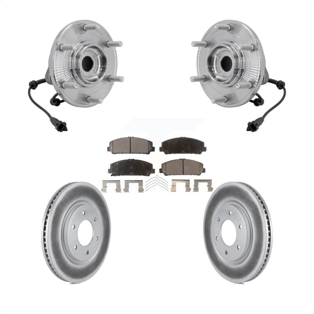 Front Hub Bearing Assembly Coated Disc Brake Rotor Pad Kit For 2017-2023 Nissan TITAN 4WD KBB-132133