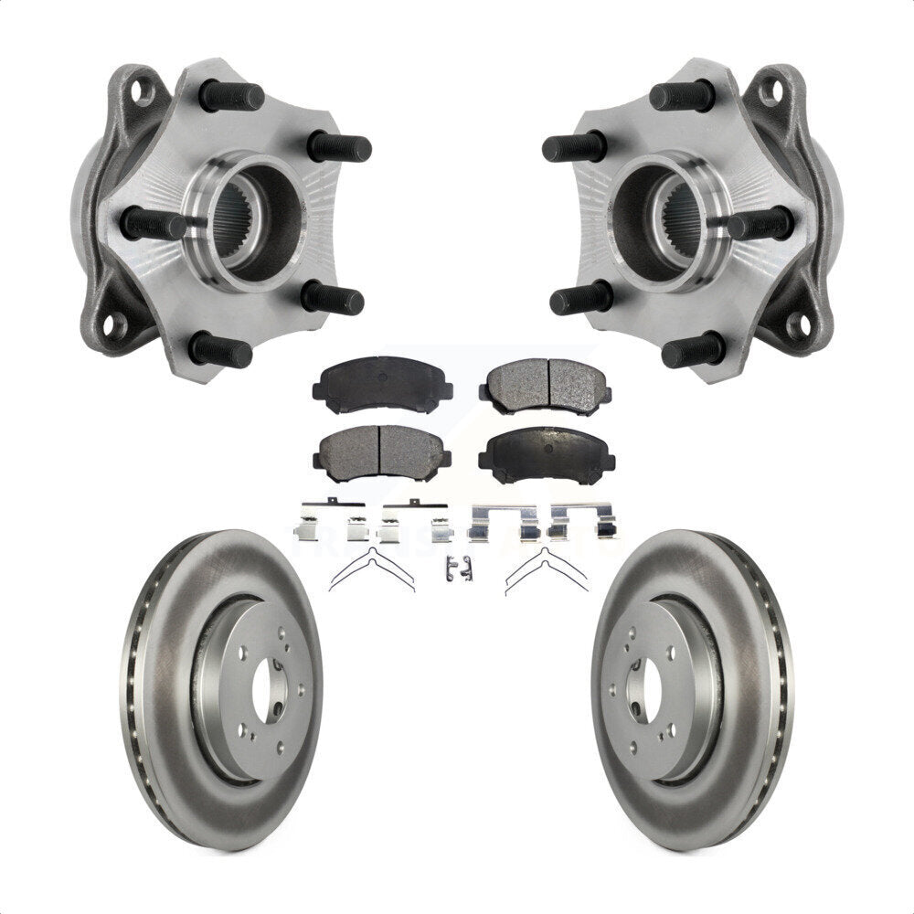 Front Hub Bearing Assembly Coated Disc Brake Rotor & Pad Kit For 2010-2013 Suzuki Kizashi KBB-132134