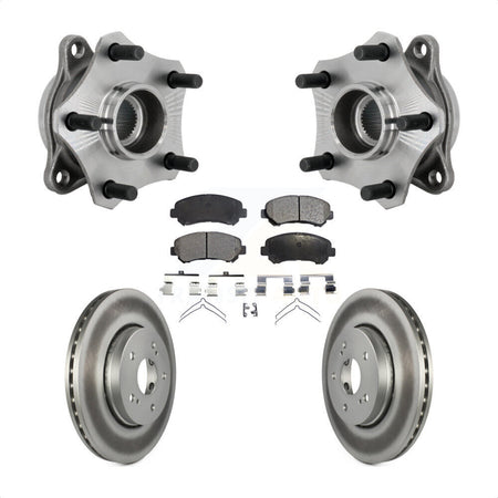 Front Hub Bearing Assembly Coated Disc Brake Rotor & Pad Kit For 2010-2013 Suzuki Kizashi KBB-132134