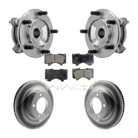 Front Hub Bearing Assembly Coated Disc Brake Rotor Pads Kit For Toyota Tundra Sequoia RWD KBB-132135