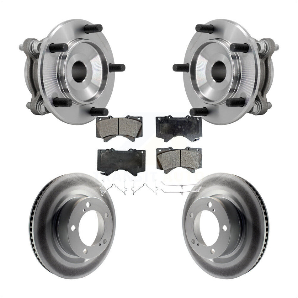 Front Hub Bearing Assembly Coated Disc Brake Rotor Pads Kit For Toyota Tundra Sequoia RWD KBB-132135