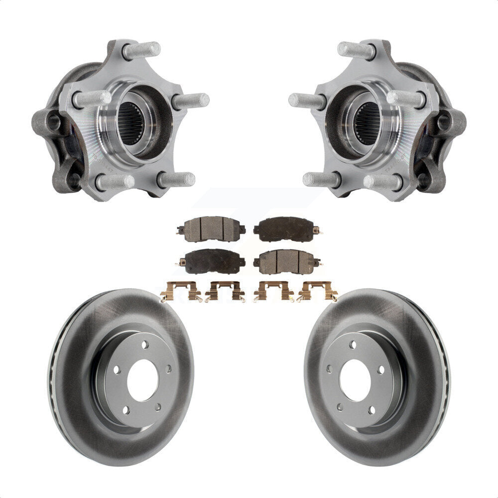 Front Hub Bearing Assembly Coated Disc Brake Rotor & Pads Kit For 2019-2023 Nissan Altima KBB-132136