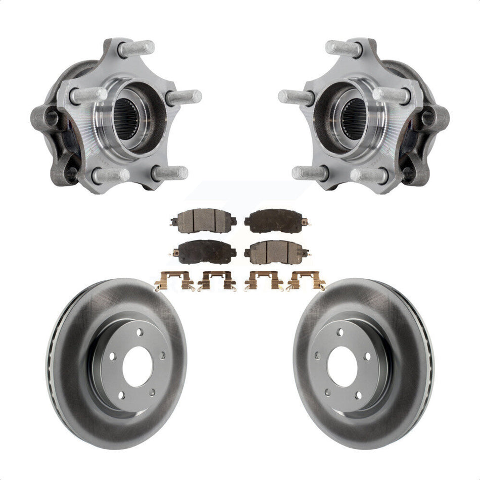Front Hub Bearing Assembly Coated Disc Brake Rotor & Pads Kit For 2019-2023 Nissan Altima KBB-132136