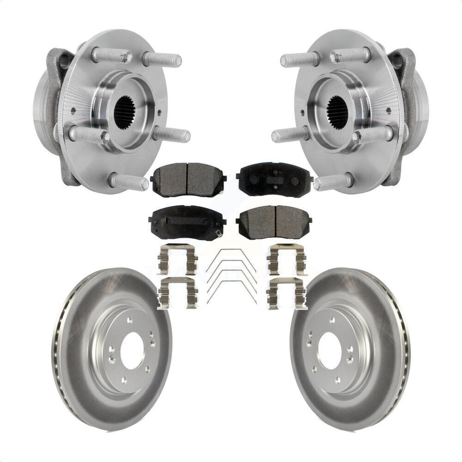 Front Hub Bearing Assembly Coated Disc Brake Rotor & Pads Kit For Hyundai Kona Kia Seltos KBB-132140