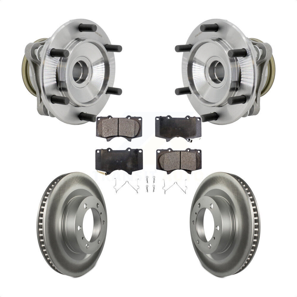 Front Hub Bearing Assembly Coated Brake Rotor & Pads Kit For 2010-2021 Toyota 4Runner RWD KBB-132141