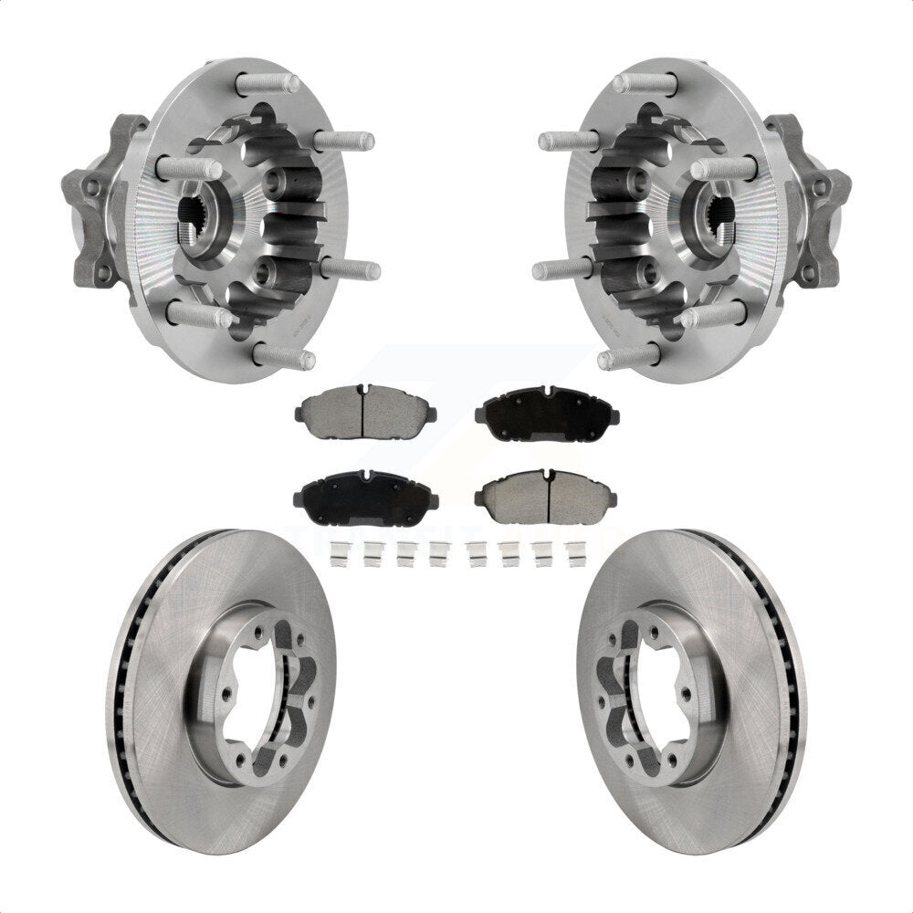 Front Hub Bearing Brake Rotor & Pads Kit For Ford Transit-250 Transit-350 Transit-150 AWD KBB-132152