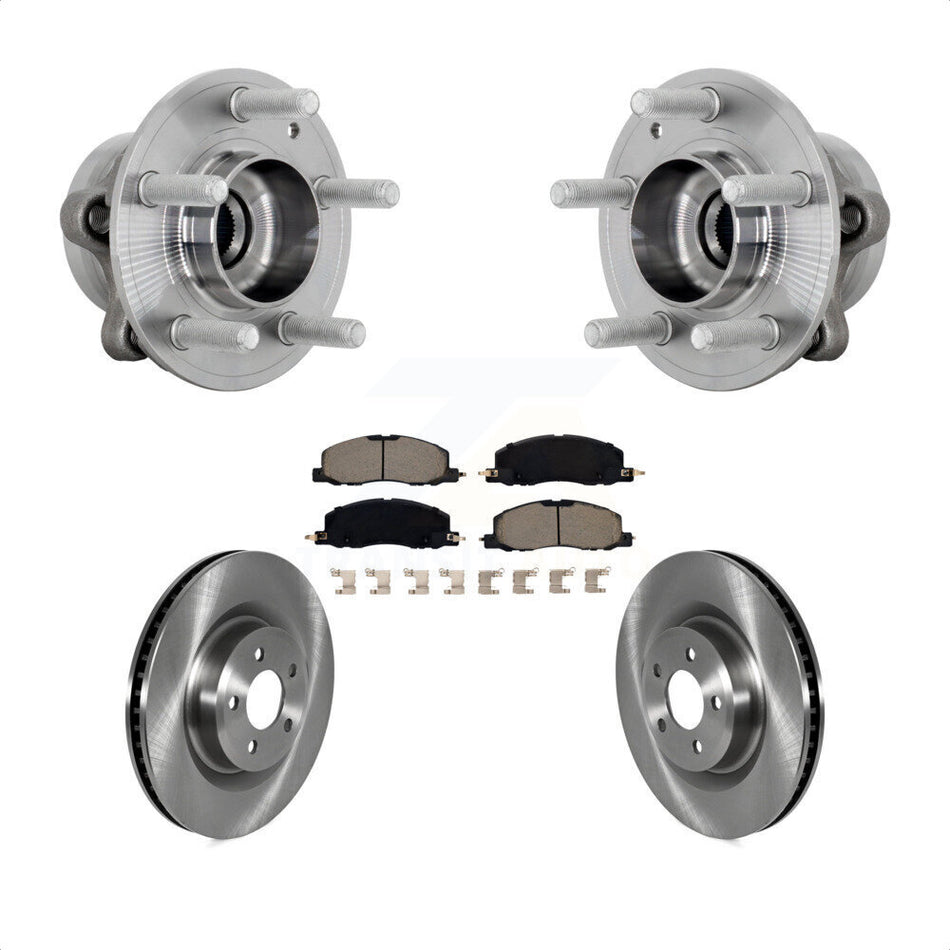 Front Hub Bearing Brake Rotor And Pad Kit For 2020-2022 Ford Explorer Lincoln Aviator AWD KBB-132163