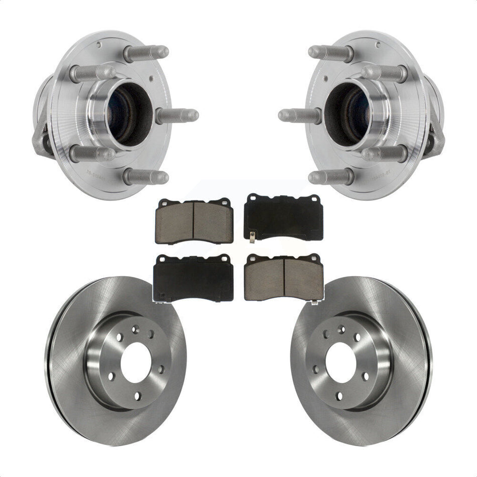 Front Hub Bearing Assembly Disc Brake Rotor & Pad Kit For 2019 Cadillac ATS Base with RWD KBB-132193